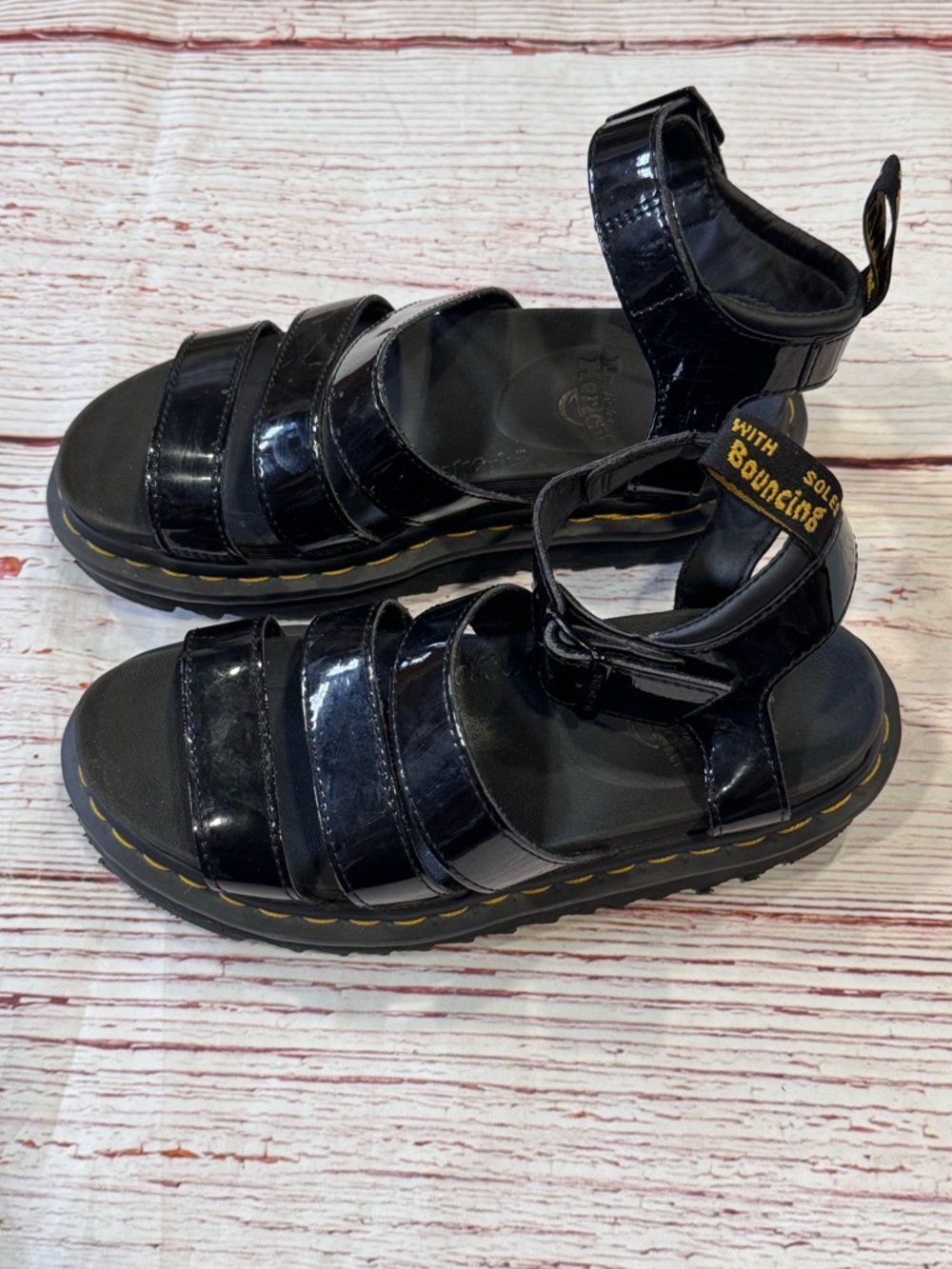 Dr Martens Docs Blaire Patent Leather Strap Sandals in Black Sz 6 - Picture 11 of 15